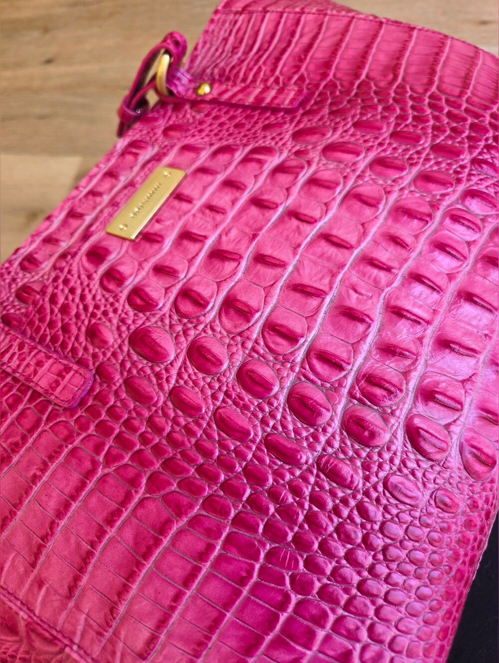 Brahmin Pink Croc-Embossed Tote Bag - Picture 5 of 16